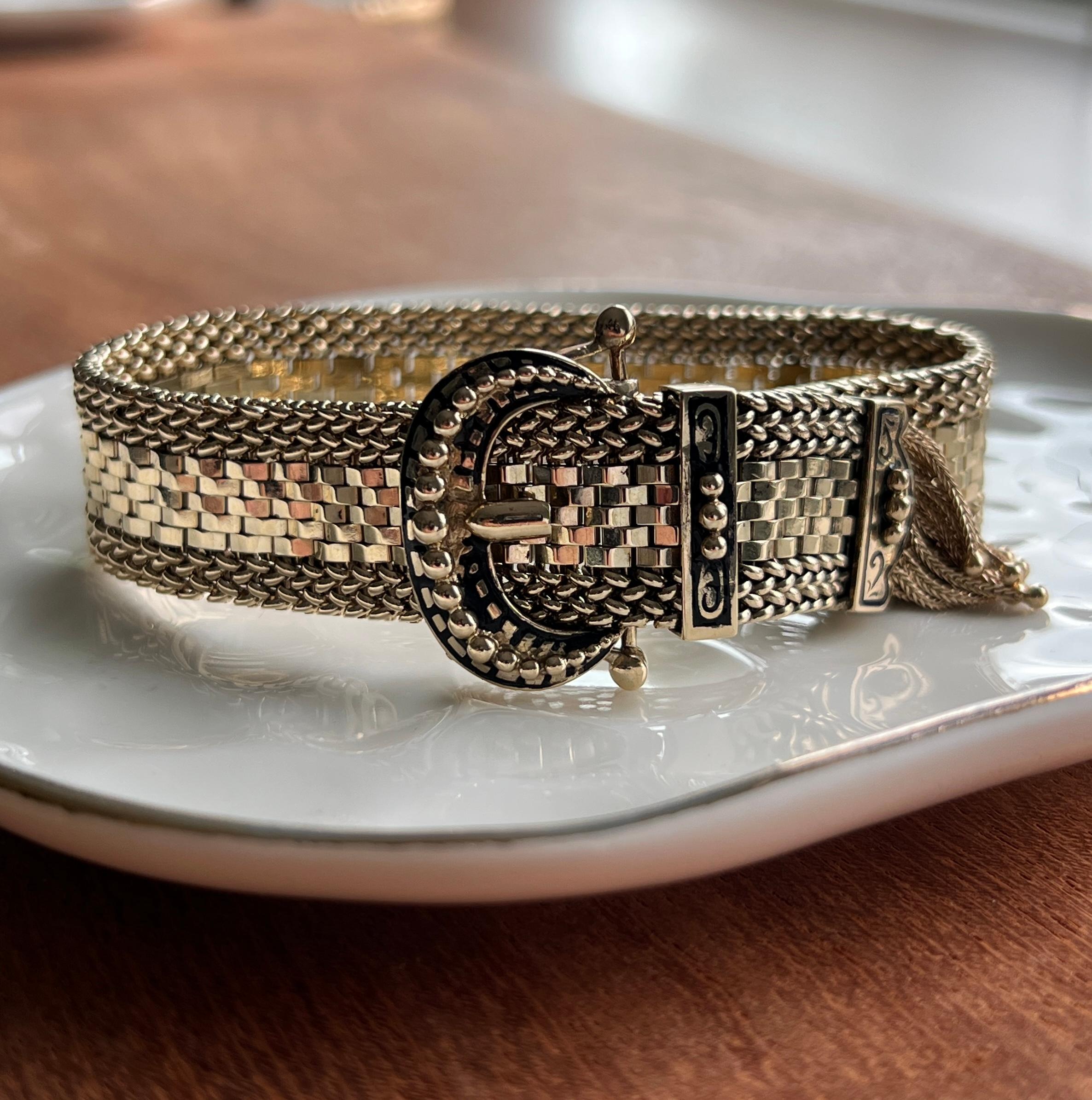 Bracelet ajustable boucle de ceinture en or jaune 14k du milieu du siècle dernier 1960 en vente 2