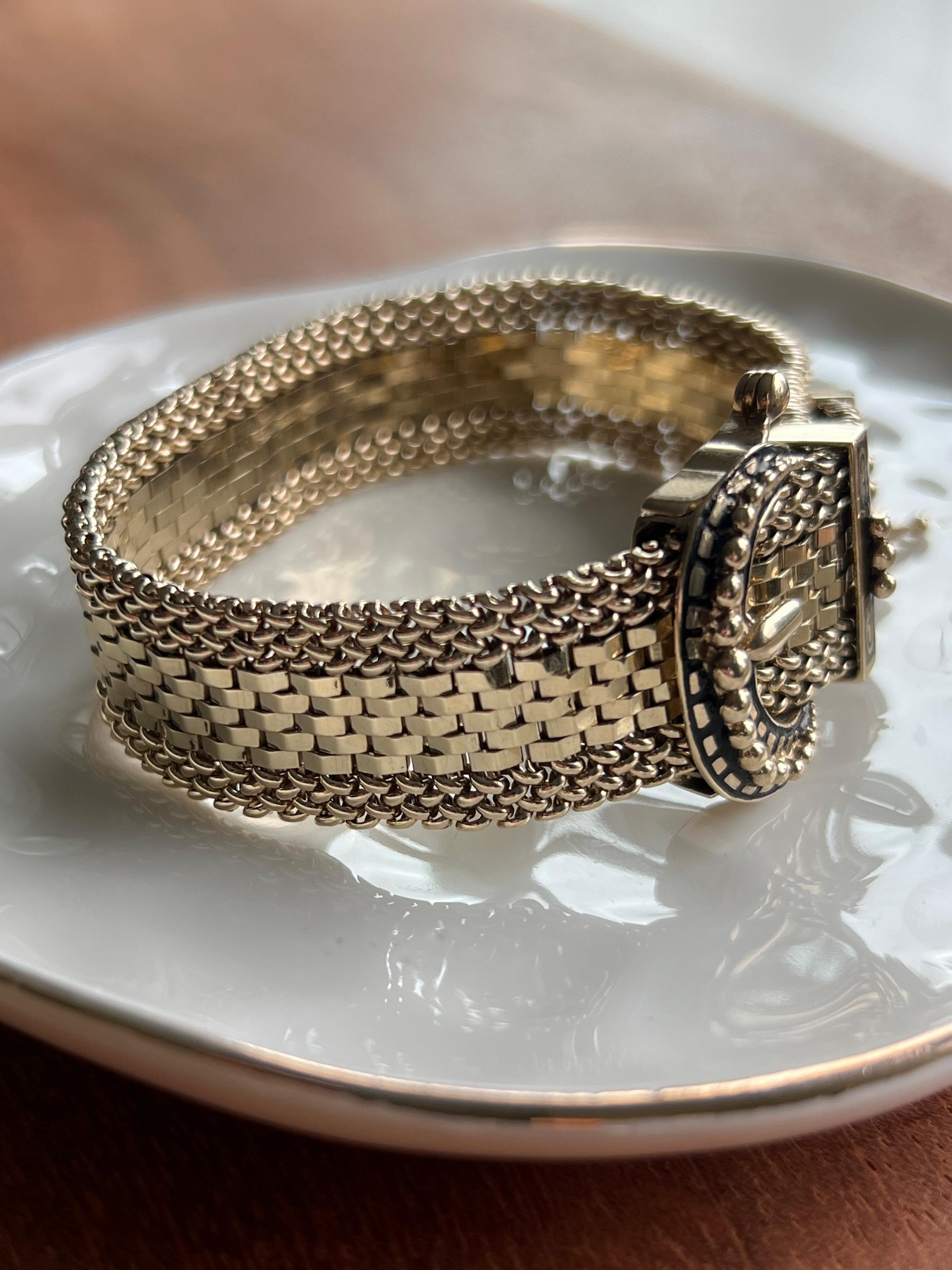 Bracelet ajustable boucle de ceinture en or jaune 14k du milieu du siècle dernier 1960 en vente 5