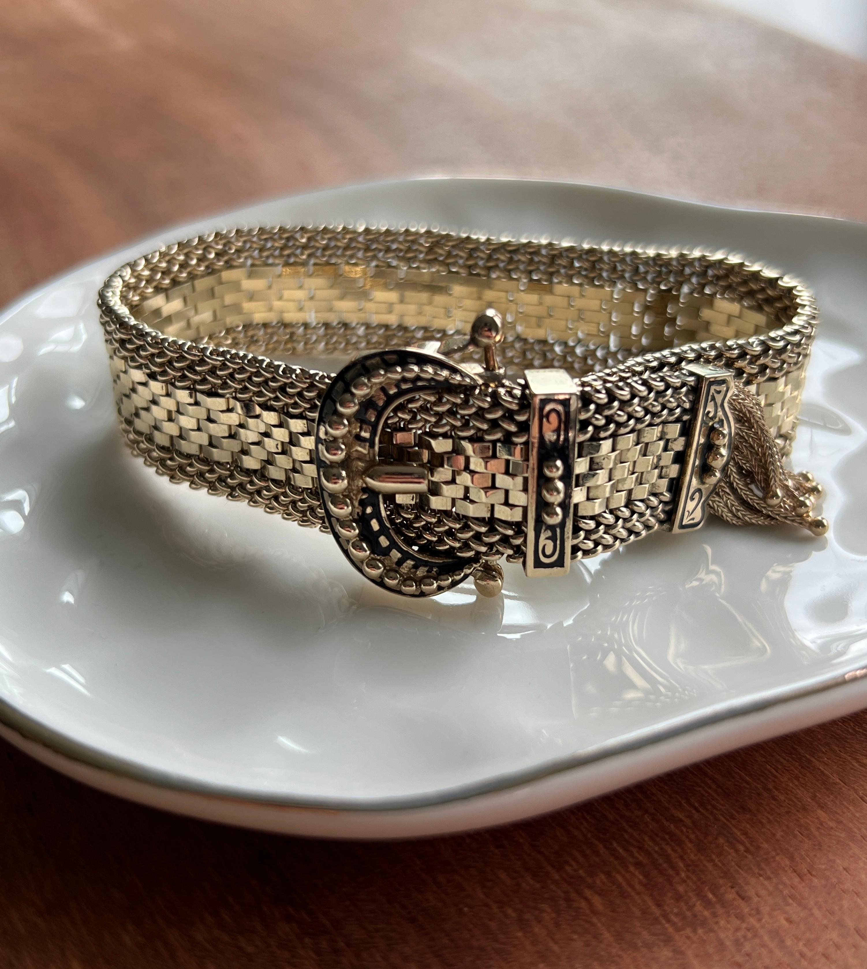 Bracelet ajustable boucle de ceinture en or jaune 14k du milieu du siècle dernier 1960 en vente 3