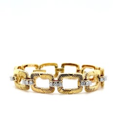 Bracciale A Link con diamante da 1 TCW in platino e oro giallo 18k 1980
