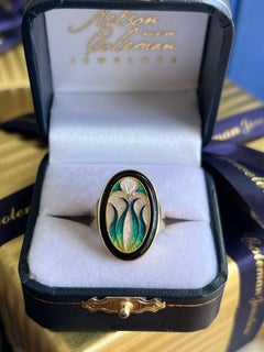 Falcher Fusager Magick 18K Gold Diamond Enamel Onyx Statement Ring