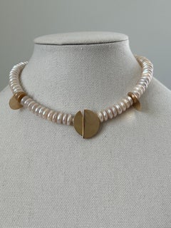 Betty Cooke Midcentury Modern 14 Karat Gold Coin Pearl Necklace