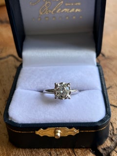 Mid-Century 0.96 Carat Diamond Solitaire Ring, Illusion Set, 14K White Gold