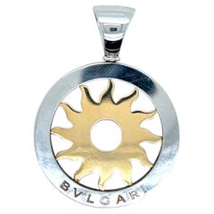 Bvlgari Tondo Sole Sunburst 18K Yellow Gold and Stainless Steel Pendant