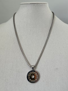 Bvlgari Tondo Sole Sunburst 18K Yellow Gold and Stainless Steel Pendant