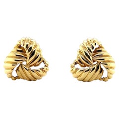 Vintage David Yurman 18K Yellow Gold Ribbed Knot Earrings