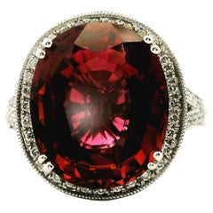 8.39 Carat Pink Tourmaline & Diamond 18K White Gold Contemporary Cocktail Ring