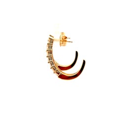 Contemporary 1.26tcw 14K Gold Double Row Diamond J-Hoop Earrings