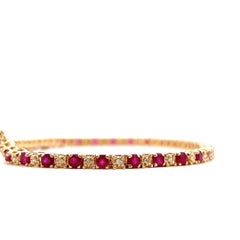 Bracelet contemporain en or jaune 14 carats avec rubis et diamants, d'un poids total de 4,50 carats