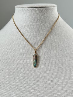 Contemporary 18K Yellow Gold Freeform Boulder Opal Pendant 1990s