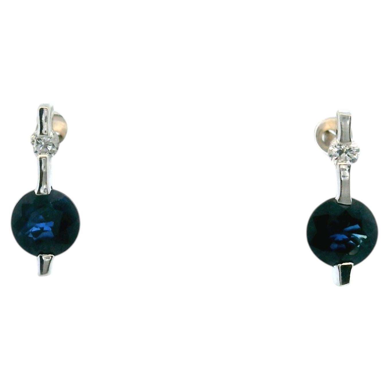 Contemporary 0.60tcw Blue Sapphire & Diamond Stud Earrings For Sale
