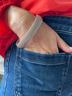 Vintage Tiffany & Co Sterling Silver Somerset Mesh Bangle Bracelet 1980s