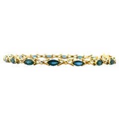 Vintage 14K Yellow Gold & 2.88tcw Marquise Sapphire Link Bracelet