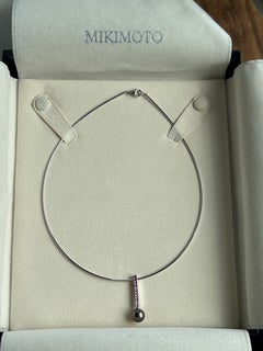 Mikimoto Pink Sapphire & Black Pearl 18K White Gold Elements of Life Necklace