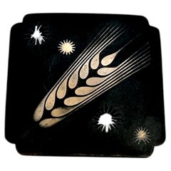 Vintage Georg Jensen Iron & Silver Wheat Brooch by Arno Malinowski