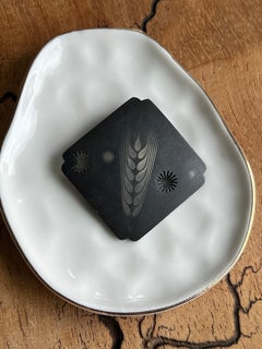 Vintage Georg Jensen Iron & Silver Wheat Brooch by Arno Malinowski