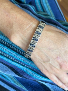 LALI Sterling Silver & 18K Gold 4.86tcw Sapphire Pave Bangle 1990s