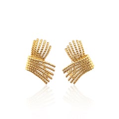 Jean Schlumberger Tiffany & Co. 18K Yellow Gold Rope Fringe Clip Earrings 1959