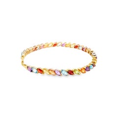 9.99tcw Amethyst Blue Topaz Garnet Peridot & Citrine 14K Yellow Gold Bracelet