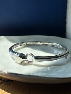Contemporary Effy Diamond & Tsavorite Sterling Silver Panther Bangle Bracelet