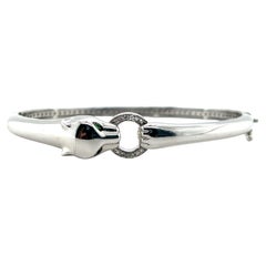 Contemporary Effy Diamond & Tsavorite Sterling Silver Panther Bangle Bracelet