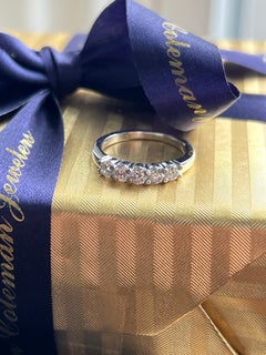 Vintage 14K White Gold & 0.55tcw Diamond Five Stone Wedding/Anniversary Band