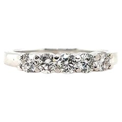 Vintage 14K White Gold & 0.55tcw Diamond Five Stone Wedding/Anniversary Band
