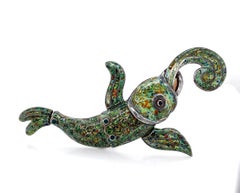 Vintage Margot de Taxco Articulated Champlevé Enamel Fish Pin Style 8644