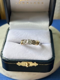 14K Two Tone Gold & 0.60tcw Diamond Three Stone Engagement Ring 1990s