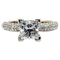 Contemporary 18K White Gold & 2.09tcw Princess Cut Diamond Pave Engagement Ring