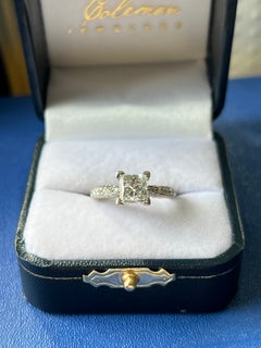Contemporary 18K White Gold & 2.09tcw Princess Cut Diamond Pave Engagement Ring