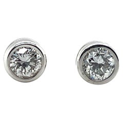 Contemporary 14K White Gold & 1.00tcw Diamond Bezel Set Stud Earrings