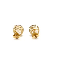 Contemporary 14K Yellow Gold 8.50tcw Champagne Brown Topaz Stud Earrings 1990s
