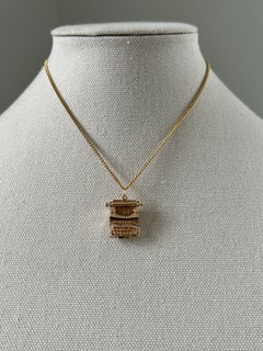 Vintage 14K Yellow Gold Three Dimensional Typewriter Charm Pendant 1970s