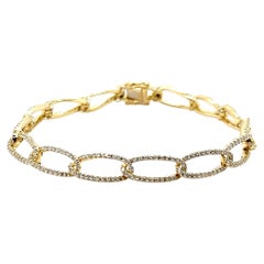 Modernes Armband aus 18-karätigem Gelbgold mit ineinander verschlungenen ovalen Gliedern und Diamanten (2,14 tcw)