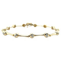 Contemporary 14K Yellow Gold & 0.65tcw Diamond Bezel Set Bar Link Bracelet 1990s