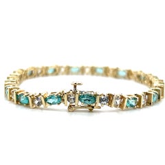 Modernes Armband aus 14-karätigem Gelbgold mit Apatit- und Saphir-Reihe, 2,88 Karat, 1990er Jahre