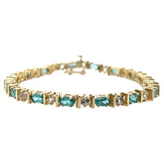 Modernes Armband aus 14-karätigem Gelbgold mit Apatit- und Saphir-Reihe, 2,88 Karat, 1990er Jahre