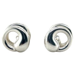 Zeitgenössische Tiffany & Co. Elsa Peretti Manschettenknöpfe aus Sterlingsilber in offener Kreisform