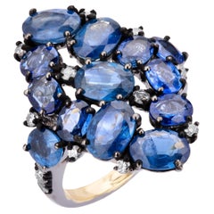 Victorian 8.41 Ct. T.W Blue Sapphire and Diamond Cluster Ring