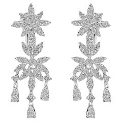 Luxle 2.66 Cttw. Diamond Dangle Earrings in 18K White Gold