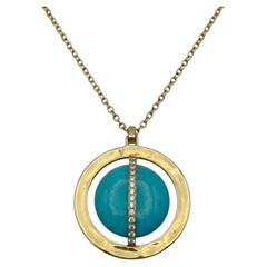 Ippolita 18k Yellow Gold Turquoise and Diamond Pendant Necklace