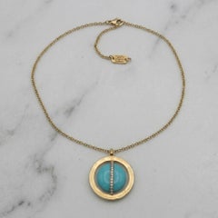 Ippolita 18k Yellow Gold Turquoise and Diamond Pendant Necklace