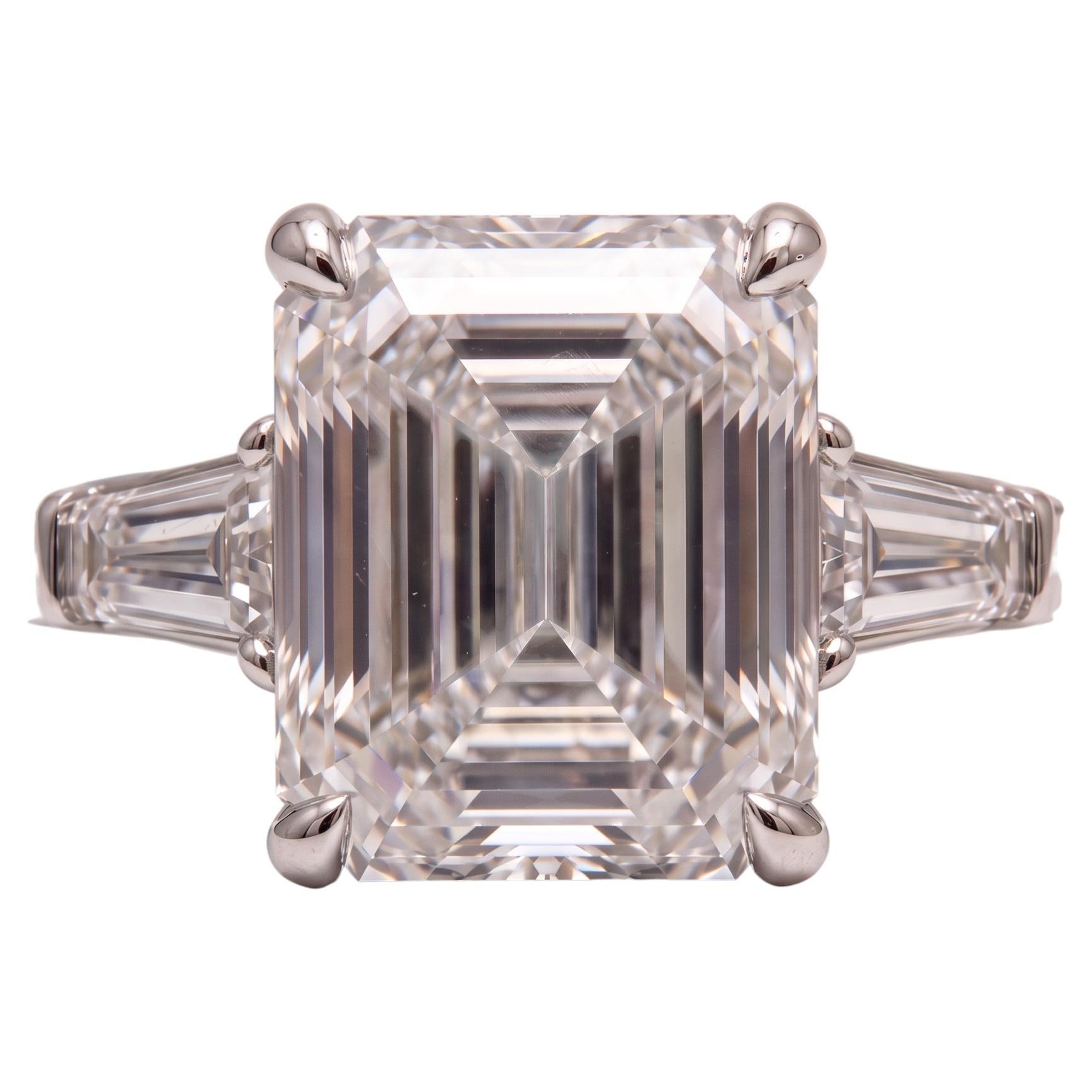 8.28 Carat D IF Emerald Diamond Platinum Ring For Sale at 1stDibs