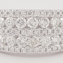 1.7 Carat Round Diamond 5-Row Pave 14K White Gold Band Ring