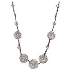 Natural Diamond 2.60 Carat Cluster Necklace 