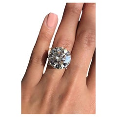 GIA Certified 13 Carat Round Brilliant Cut Diamond Platinum Ring