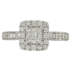 Princess Brilliant Cut Diamond Halo Engagement Ring