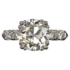 Certified Authentic Vintage Art Deco 3.75 Carat Old Mine Cut Diamond Ring 