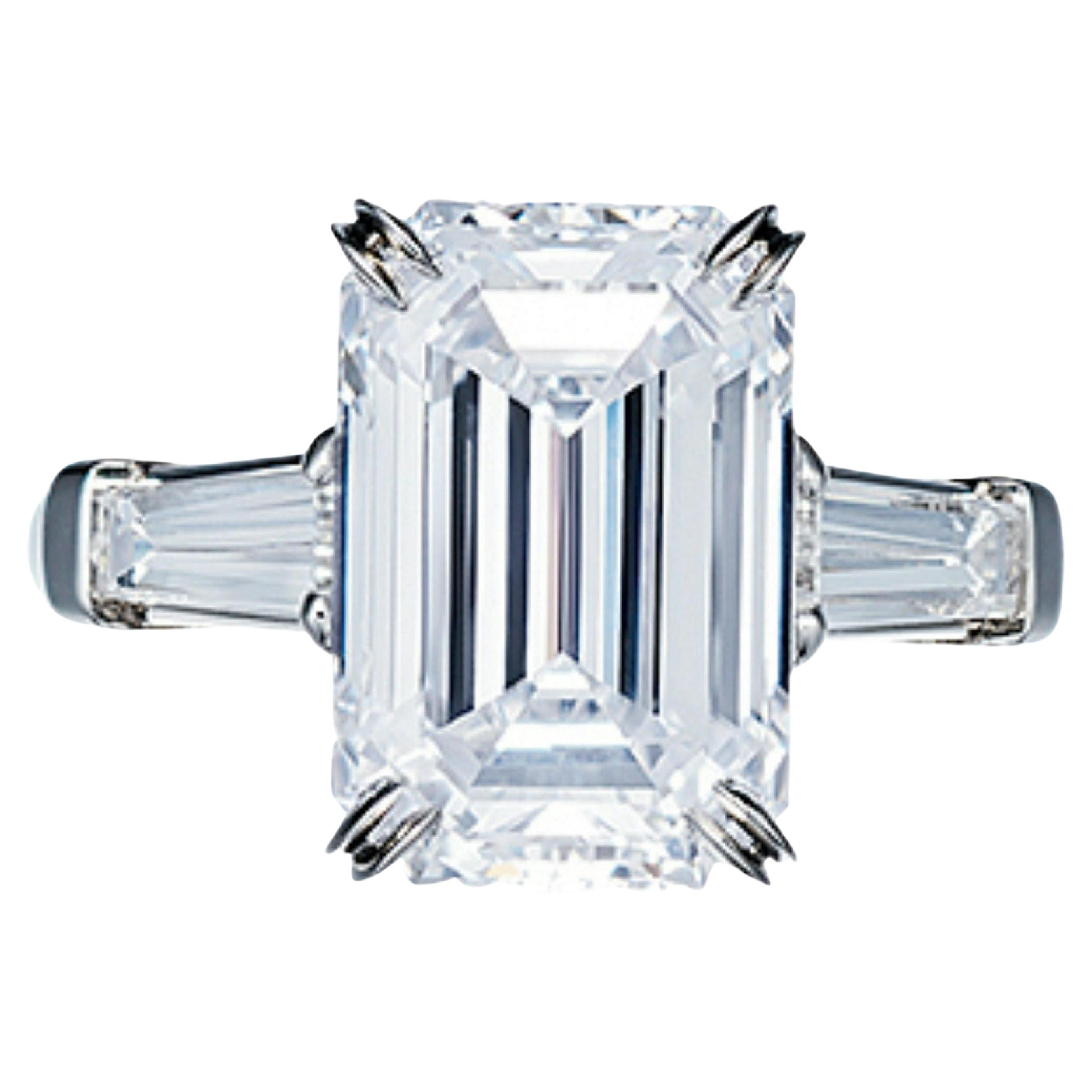 GIA Certified 3.01 Carat Emerald Cut Diamond E Color VVS2 Clarity Ring